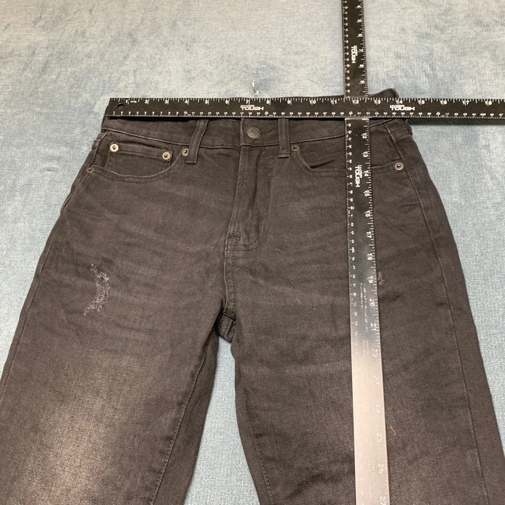 Aeropostale Skinny Taper Jeans Mens 28x32 Black Denim Distressed Dark Wash